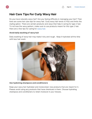 Hair Care Tips For Curly Wavy Hair