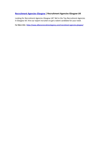 Recruitment Agencies Glasgow | Recruitment Agencies Glasgow UK