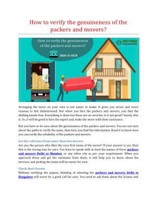 How to verify the genuineness of the packers and movers?
