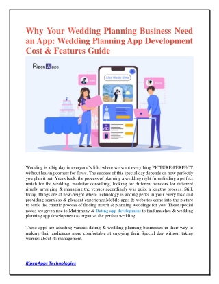 Why Your Wedding Planning Business Need an App: Wedding Planning App Development Cost & Features Guide