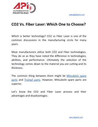 CO2 Vs. Fiber Laser: Which One to Choose?