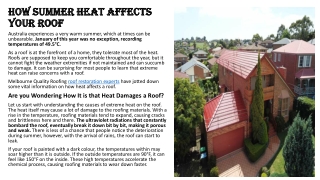 How Summer Heat Affects Your Roof