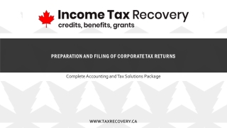 Preparation and filing of corporate tax returns - Tax Recovery