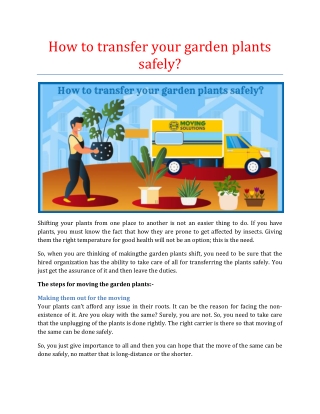How to transfer your garden plants safely?