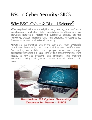 BSC In Cyber Security- SIICS