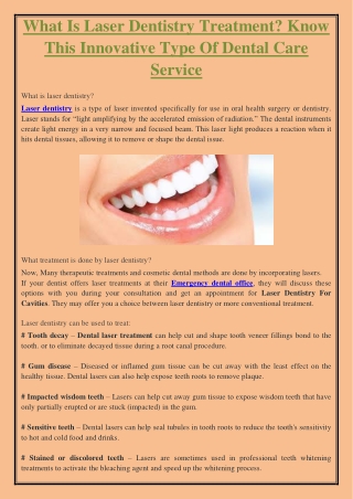 What is Laser dentistry treatment? Know this innovative type of dental care service