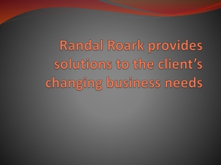 Randal Roark provides solutions to the client’s changing business needs