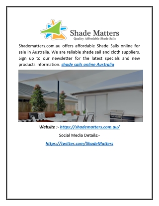 Shade Sails Online for Sale in Australia | Shadematters.com.au