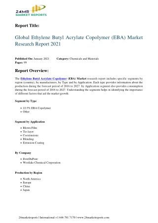 Ethylene Butyl Acrylate Copolymer (EBA) Market Research Report 2021