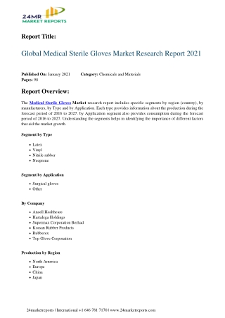 Medical Sterile Gloves Market Research Report 2021