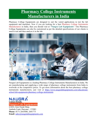 Pharmacy College Instruments Manufacturers