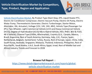 Vehicle Electrification Market by Competitors, Type, Product, Region and Application