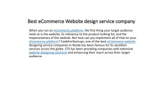 Best eCommerce Website design service company