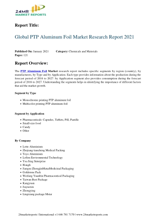 PTP Aluminum Foil Market research report 2021