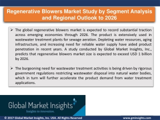 Regenerative Blowers Market is expected to witness rapid escalation globally during 2020 - 2026