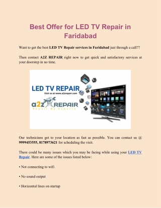 Best Offer for LED TV Repair in Faridabad