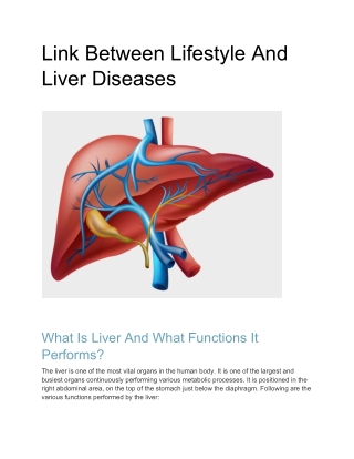 Link Between Lifestyle And Liver Diseases