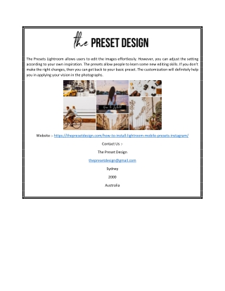 Best Lightroom Mobile Presets | Thepresetdesign.com