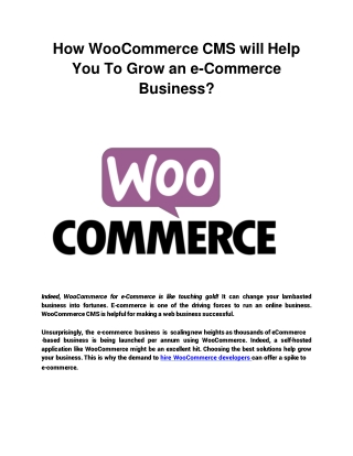 How WooCommerce is going to help ECommerce