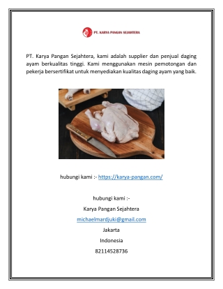 Menjual Daging Ayam ? PT. Karya Pangan Sejahtera