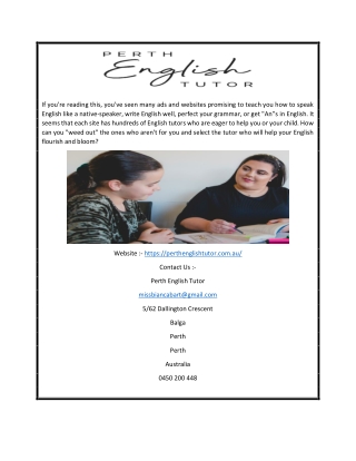 English Tutoring Perth | Perthenglishtutor.com.au