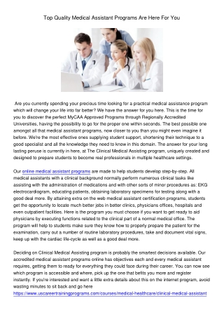 PickAQualifiedMedicalAssistantProgramOnTheWeb