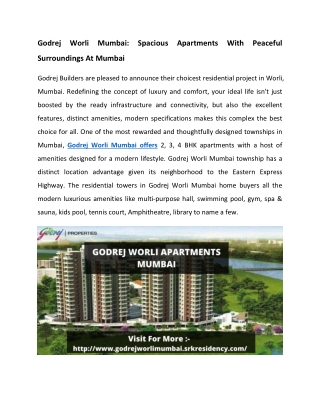 Godrej Worli Mumbai Apartments - New Launch Project