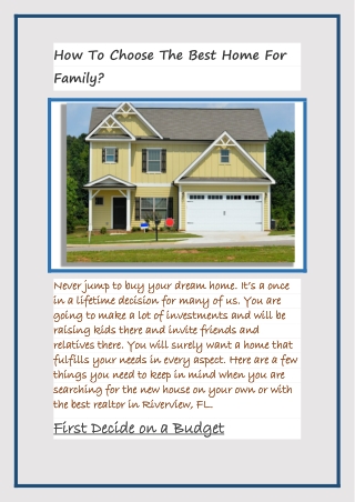 How To Choose The Best Home For Family?
