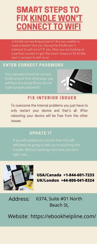 Fix Kindle Won’t Connect To Wifi Error | Call  1–844-601-7233