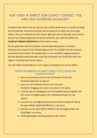 Hoe stel je een legacy contact op Facebook in?