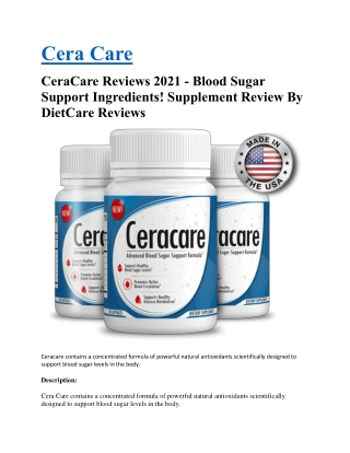 CeraCare Reviews 2021 - Blood Sugar Support Ingredients! Supplement Review By DietCare Reviews