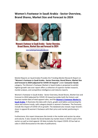 Women's Footwear in Saudi Arabia - Sector Overview, Brand Shares, Market Size and Forecast to 2024