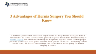 3 Advantages of Hernia Surgery You Should Know