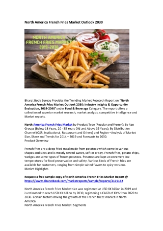 North America French Fries Market Research Report 2019-2030