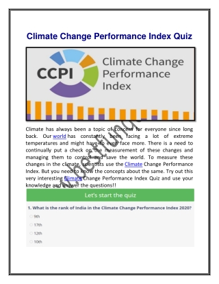 Climate Change Performance Index Quiz