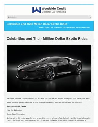 Celebrities and Their Million Dollar Exotic Rides