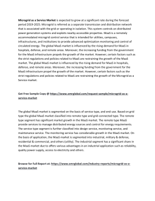 Microgrid as a Service Market  Size, Industry Trends, Share and Forecast 2019-2025