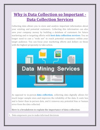 Why is Data Collection so Important - Data Collection Services