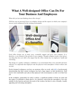What A Well-designed Office Can Do For Your Business And Employees