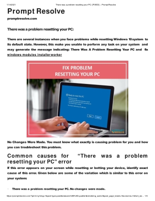 There was a problem resetting your PC: [FIXED]