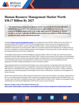 Human Resource Management Market Worth $38.17 Billion By 2027