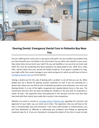 Deering Dental: Emergency Dental Care in Palmetto Bay Near You