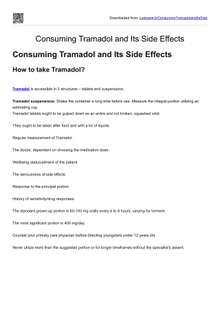 Consuming Tramadol and Its Side Effects