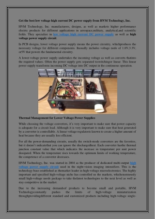 Get the best low voltage high current DC power supply from HVM Technology, Inc.