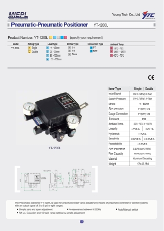 Rotork YTC Linear Type Pneumatic Positioner Rotork YTC YT-1200L - PPT