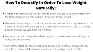 HOW TO DETOXIFY IN ORDER TO LOSE WEIGHT NATURALLY?