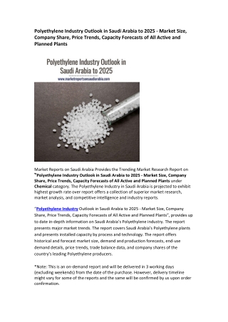 Saudi Arabia Polyethylene Industry Opportunity and Forecast 2025