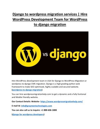 Django to wordpress migration services | Hire WordPress Development Team for WordPress to django migration