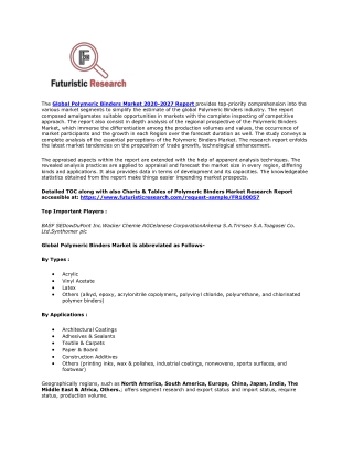 Global Polymeric Binders Market 2020-2027 Report