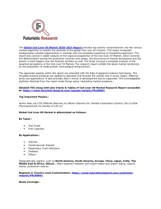 Global Cod Liver Oil Market 2020-2027 Report